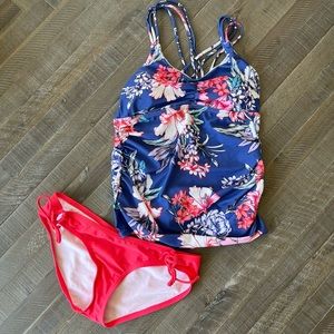 Pink Blush Small Periwinkle Floral Strappy Maternity Tankini & Matching bottoms